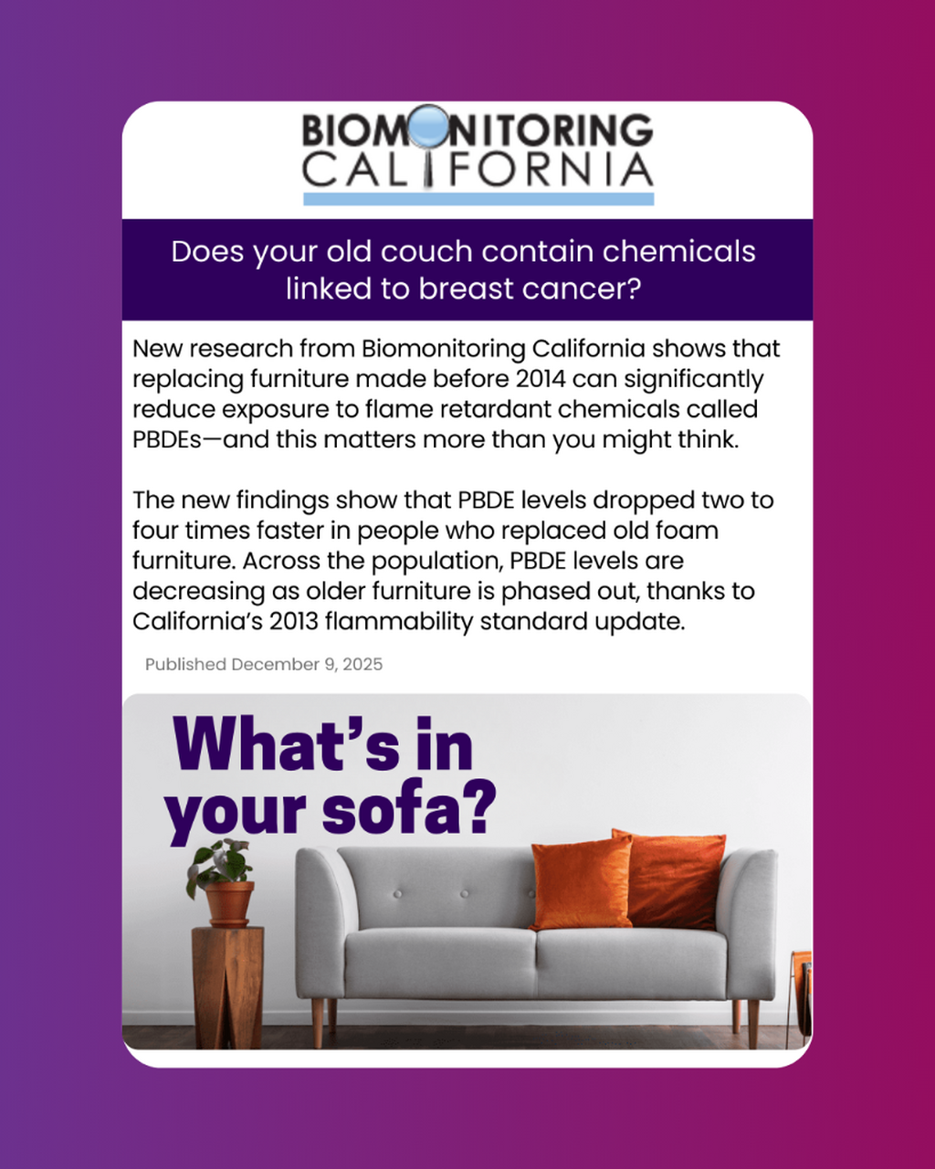 Learn More & Reduce Your Exposure to PBDEs