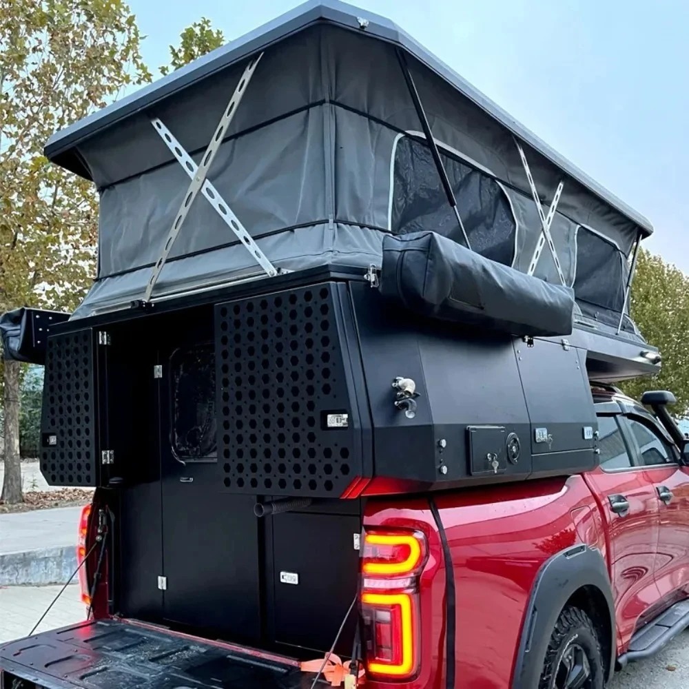 SLIDING LIFTABLE PICKUP TRUCK CAMPER TRAILER