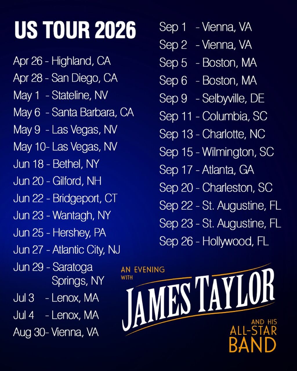 James Taylor Tour 2026