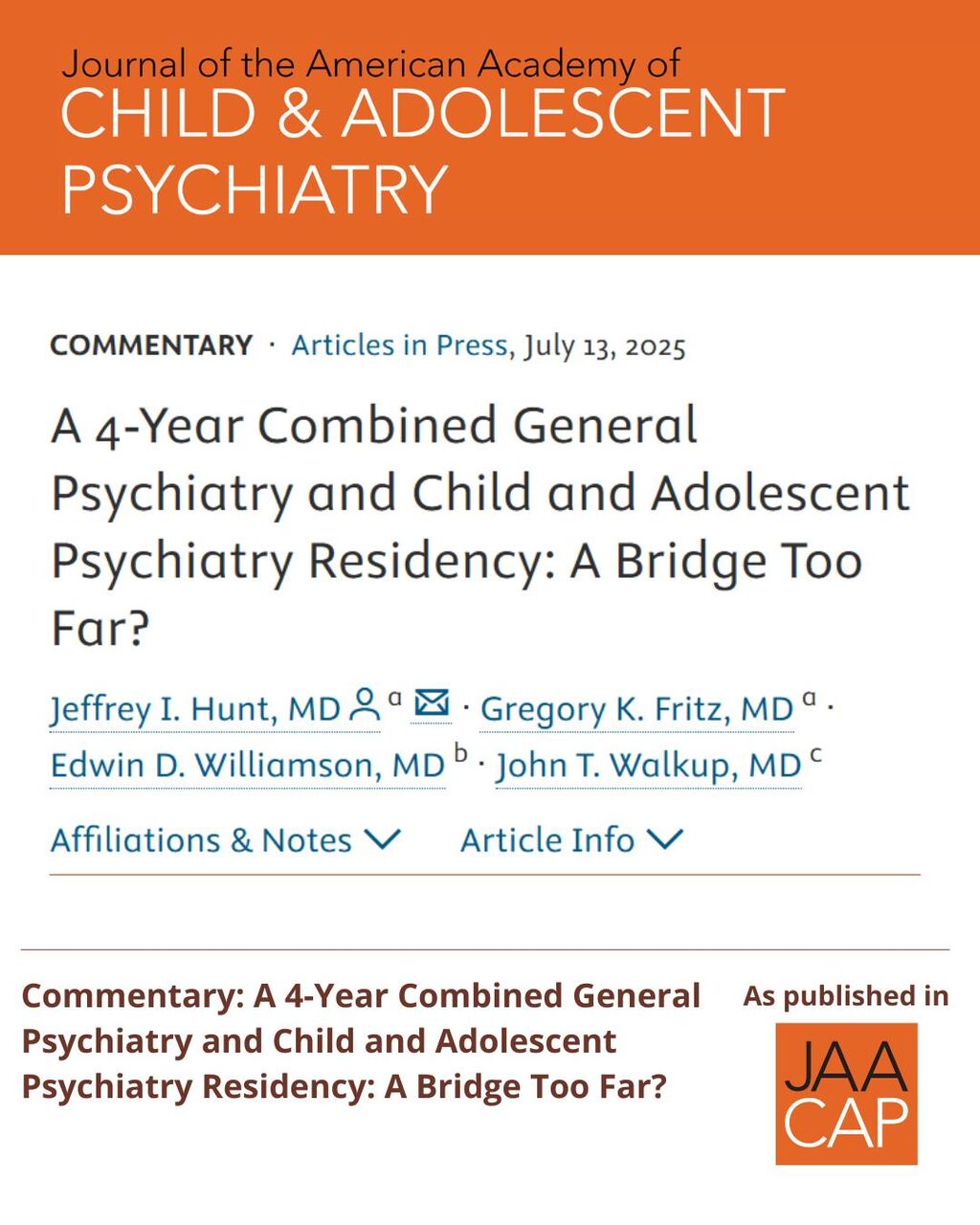 JAACAP 0126 A 4-Year Combined General Psychiatry