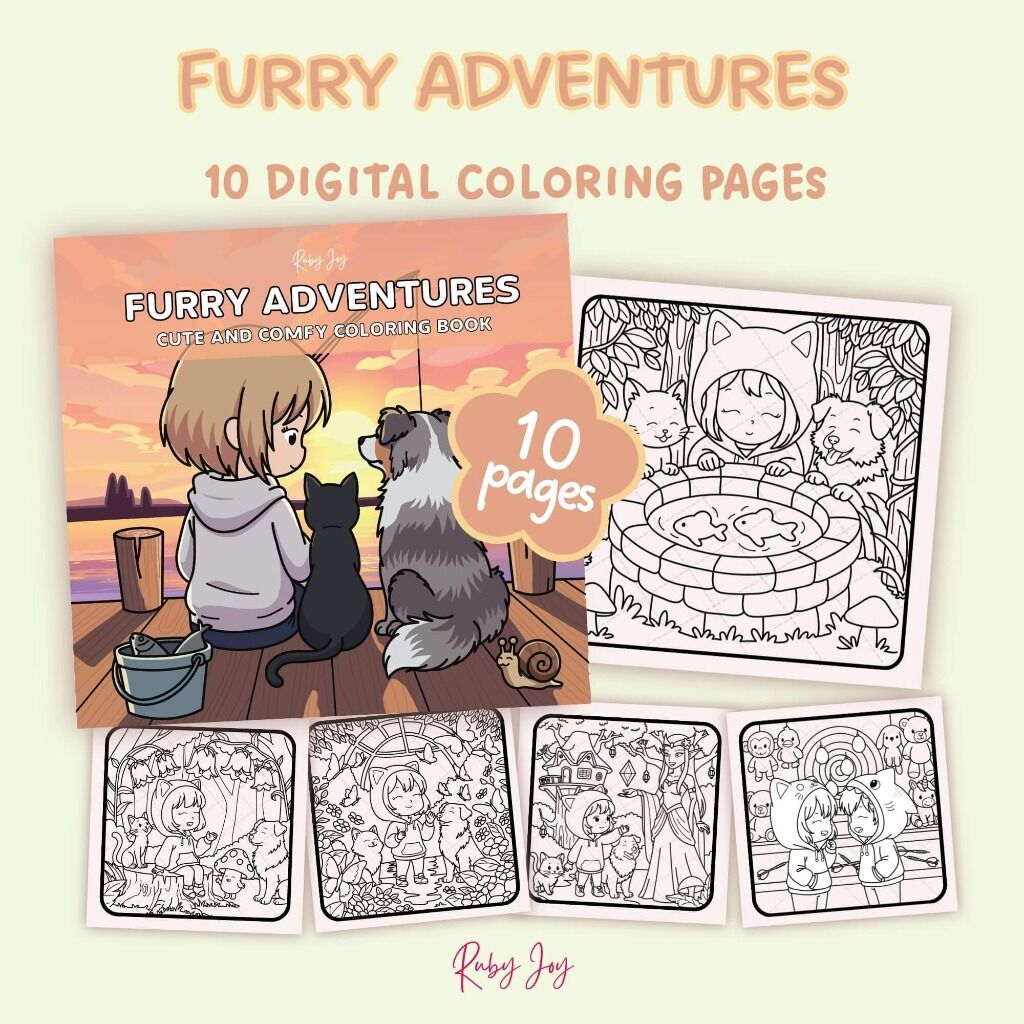Furry Adventures Cute and Comfy Coloring Book
