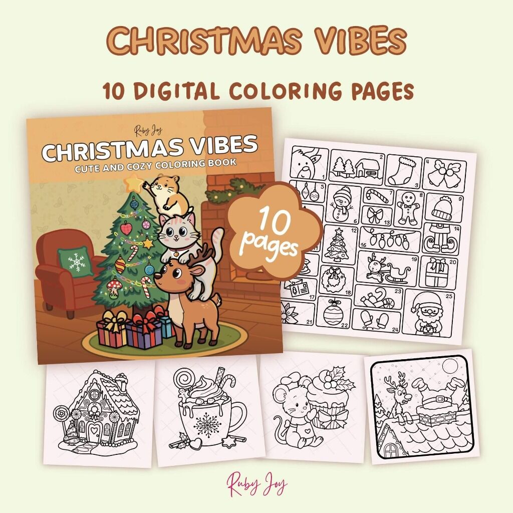 Christmas Vibes: Cute and Cozy  10 Pages