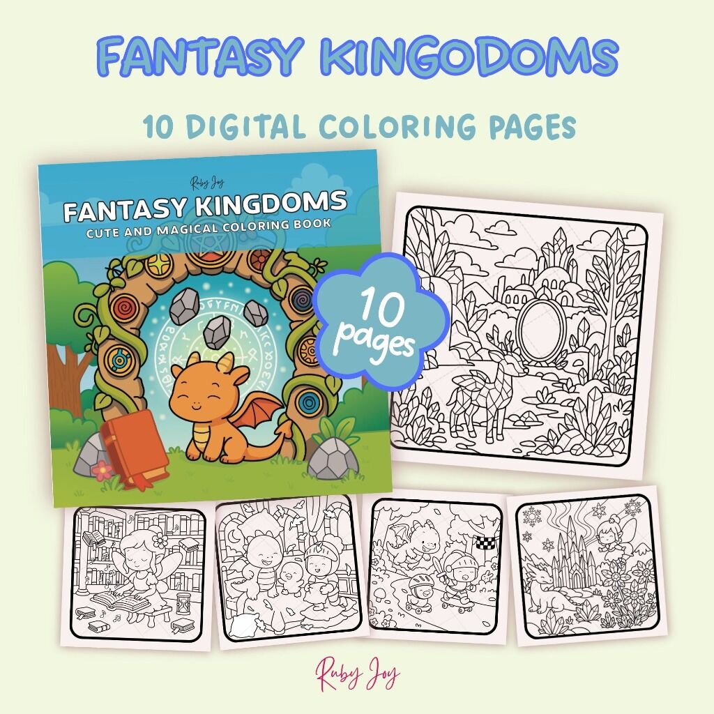 Fantasy Kingdoms: Cute and Magical 10 Coloring Pages