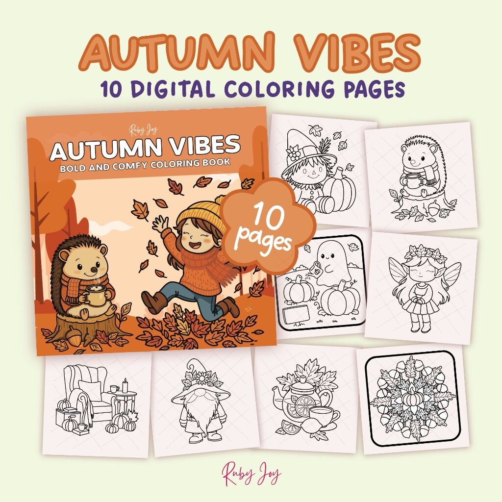 Autumn Vibes: Bold and Comfy 10 Coloring Pages