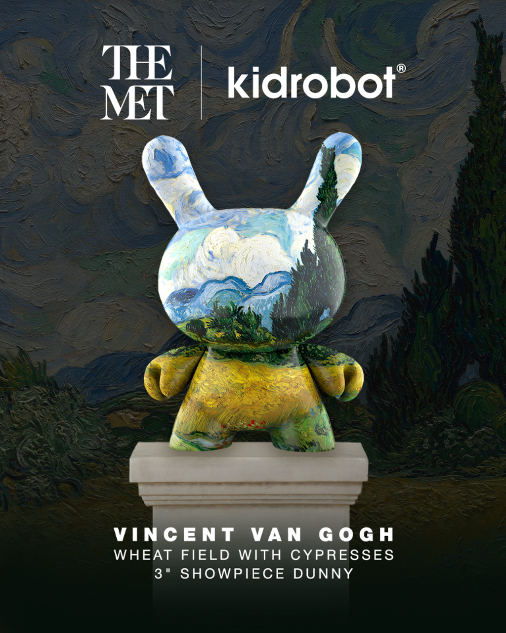 NEW: The Met 3" Showpiece Dunny - Wheat Field with Cypresses by Van Gogh