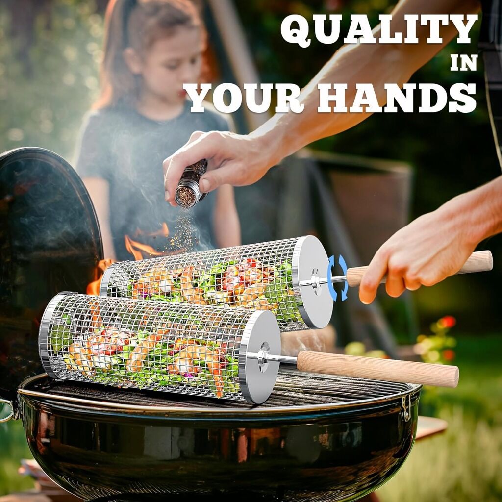 Ivtivfu Rolling Grill Basket