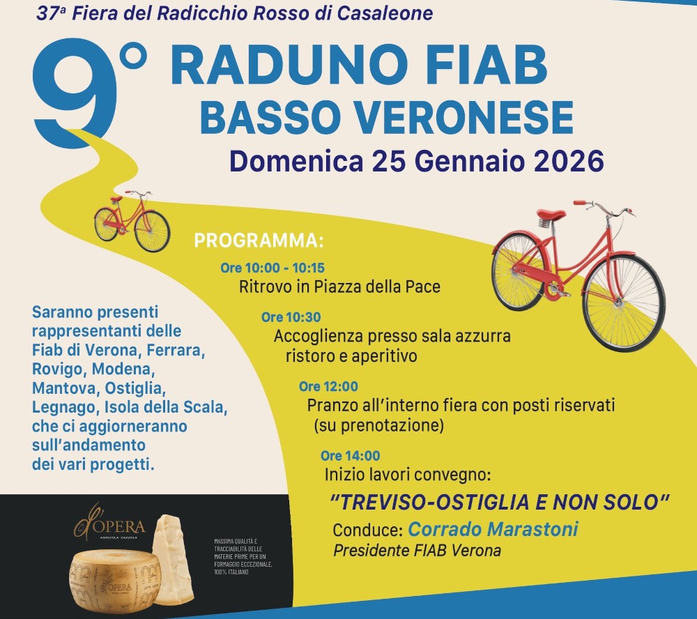 Casaleone capitale del turismo lento: alla Fiera del Radicchio Rosso il 9&deg; Raduno FIAB del Basso Veronese