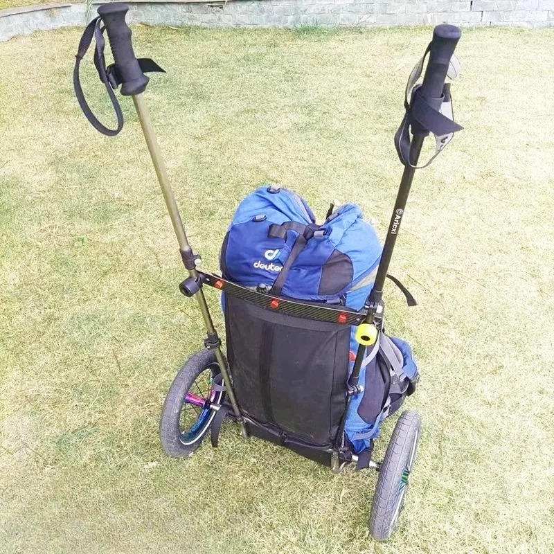 Titanium Alloy Trekking Pole Trailer (Carbon Fiber + Quick‑Release Wheels)
