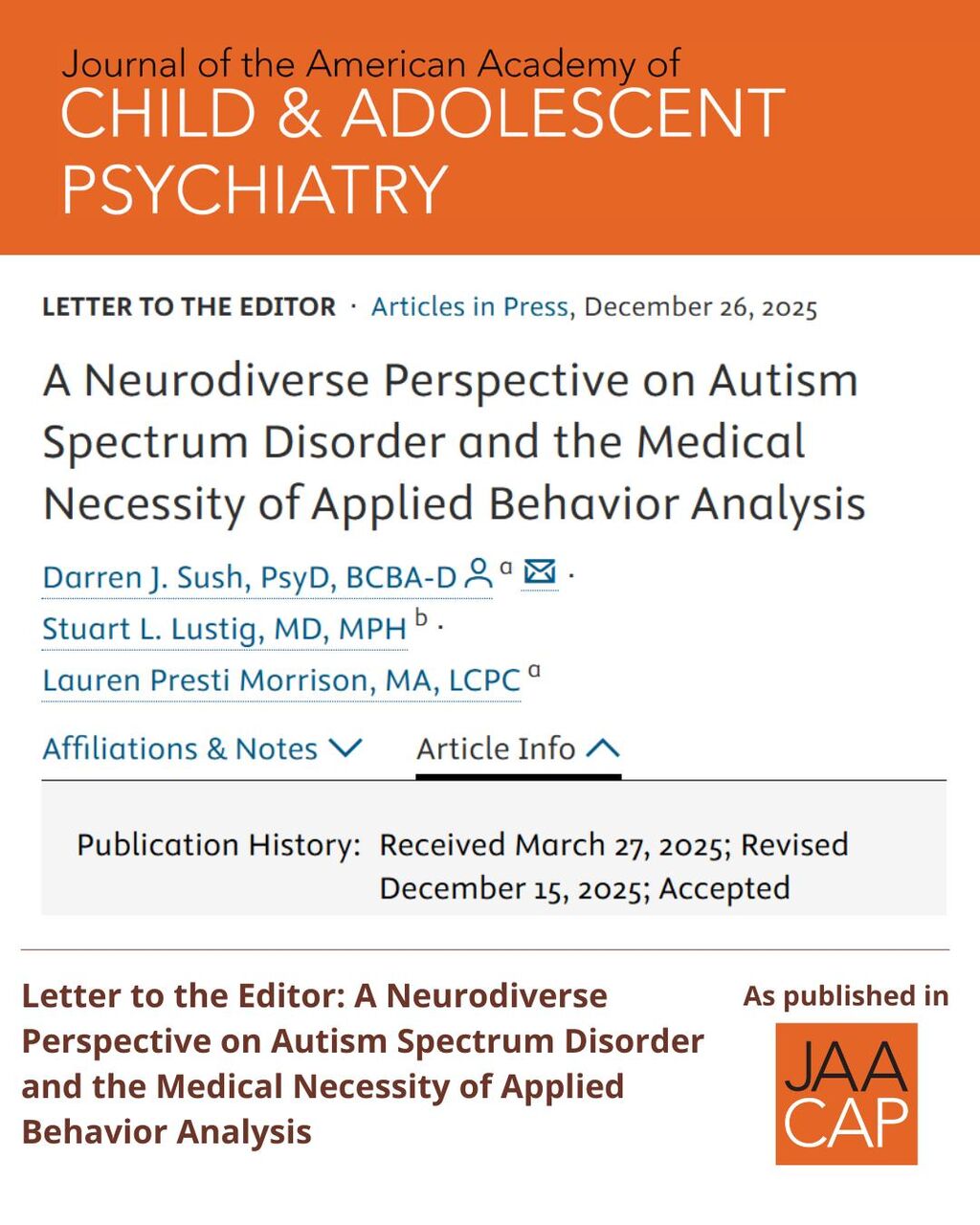 JAACAP AIP A Neurodiverse Perspective