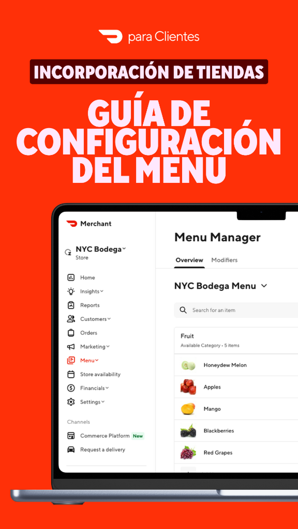  Bienvenido a DoorDash para tiendas | Gu&iacute;a de configuraci&oacute;n del men&uacute;