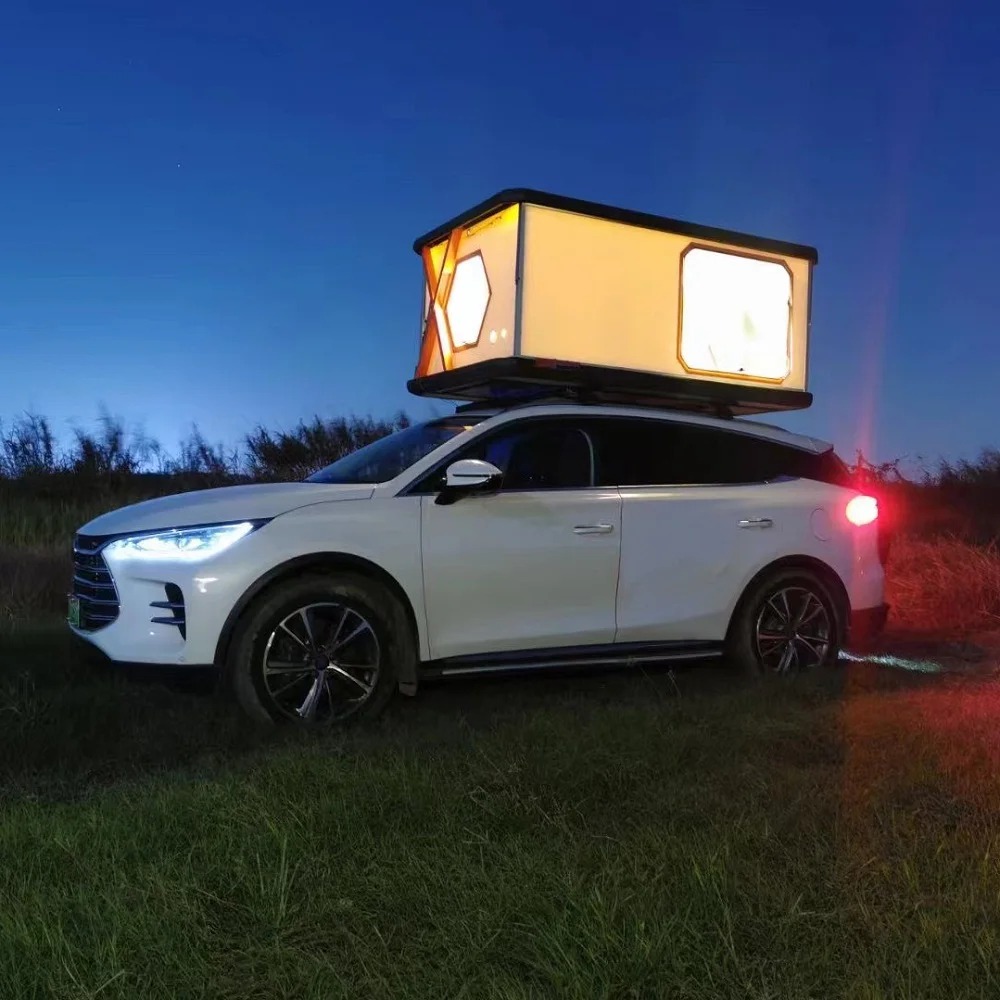 Solar Auto Electric Lifting Folding Camping Trailer Tent 