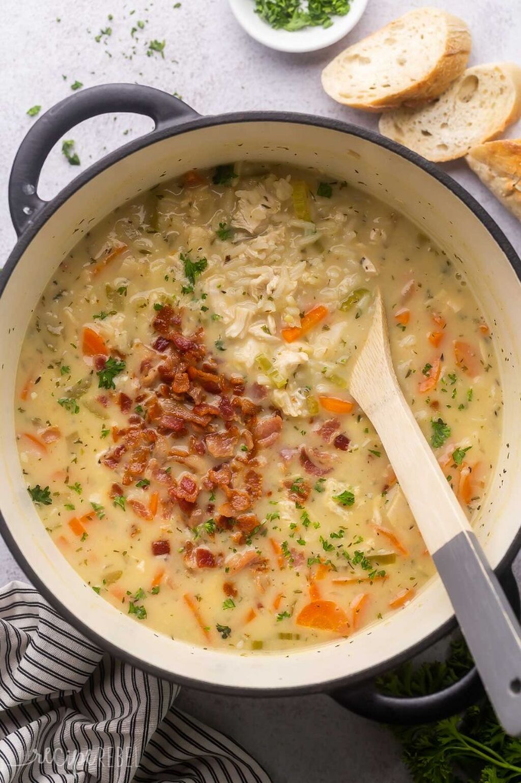 Quick Chicken Bacon Rice Soup