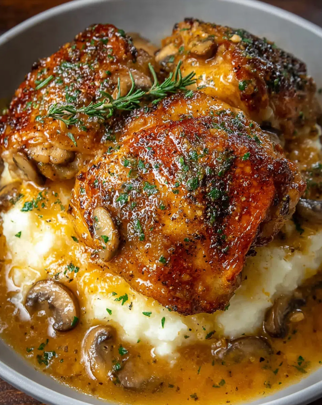 Creamy Garlic Mushroom Chicken Thighs