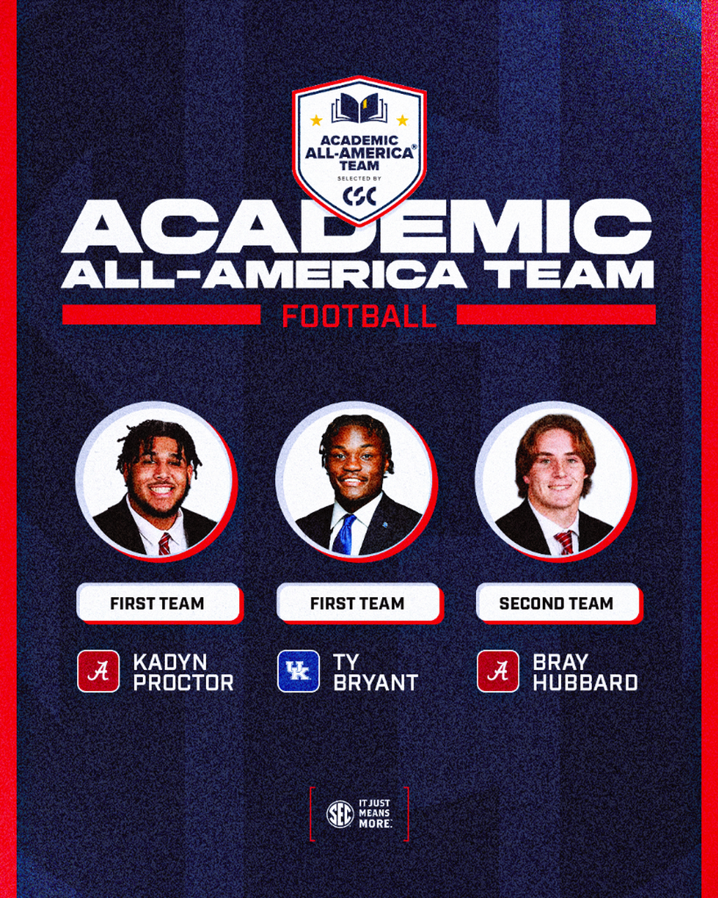 Three from SEC named football Academic All-America&reg; for 2025
