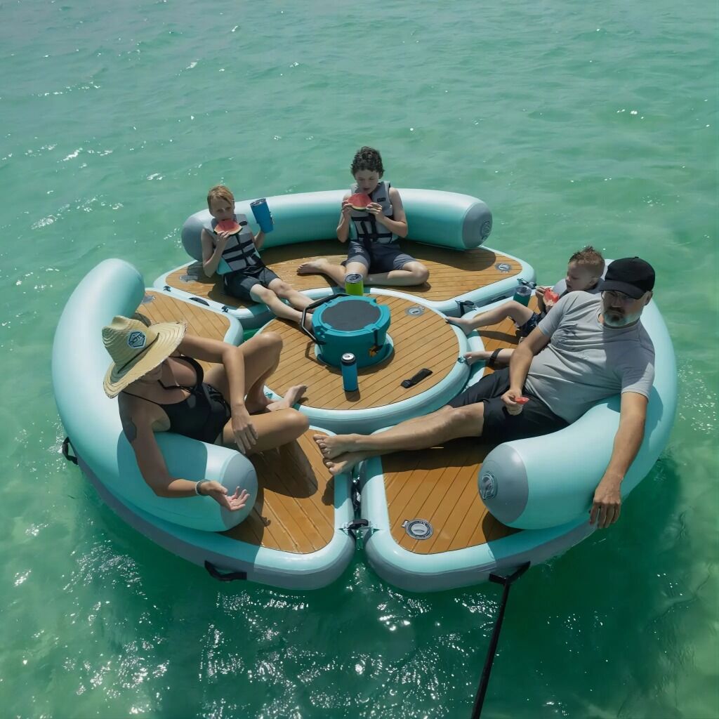Inflatable Pontoon Boat Fishing Floating Platform Dock