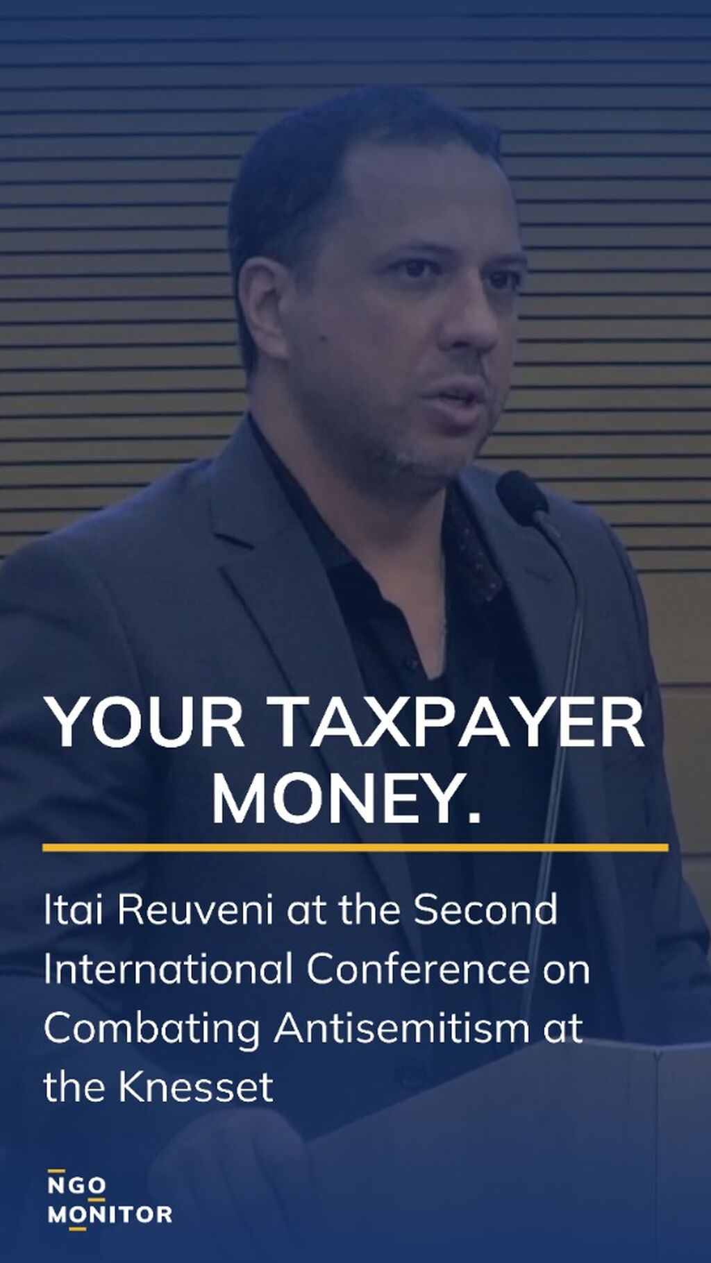 Itai Reuveni addressing MPs from around the world at Israel's Knesset