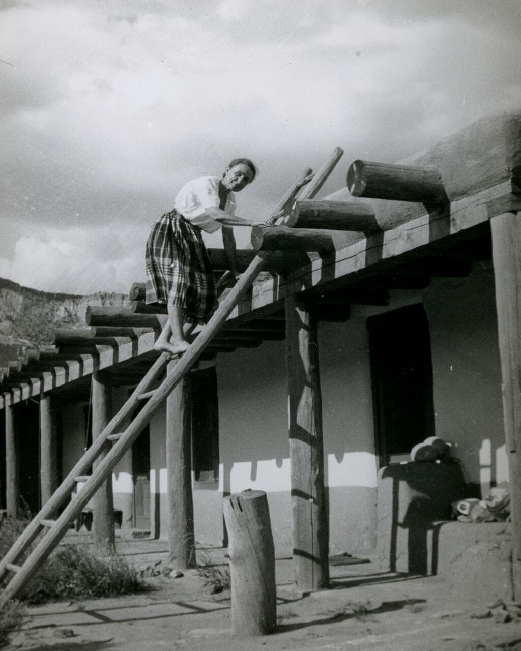 Maria Chabot Georgia O'Keeffe Climbing Ladder, Ghost Ranch House Patio. 1944. 