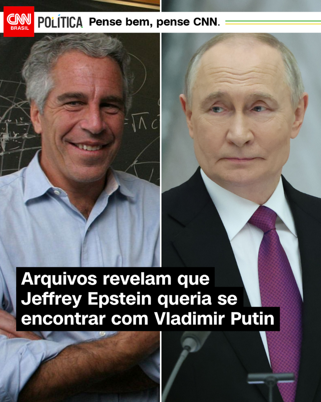 Arquivos revelam que Jeffrey Epstein queria se encontrar com Vladimir Putin