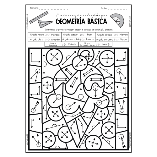 Pinta seg&uacute;n el c&oacute;digo - Geometr&iacute;a b&aacute;sica. - Conmami.com