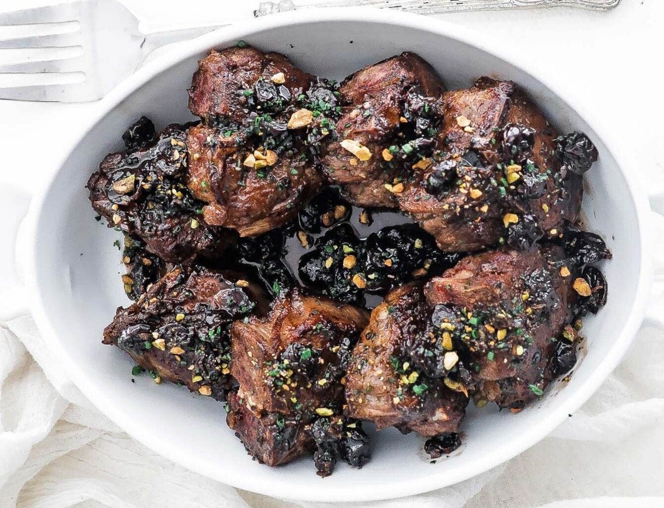 Pan-Seared Lamb Loin Chops with Tart Cherry Compote