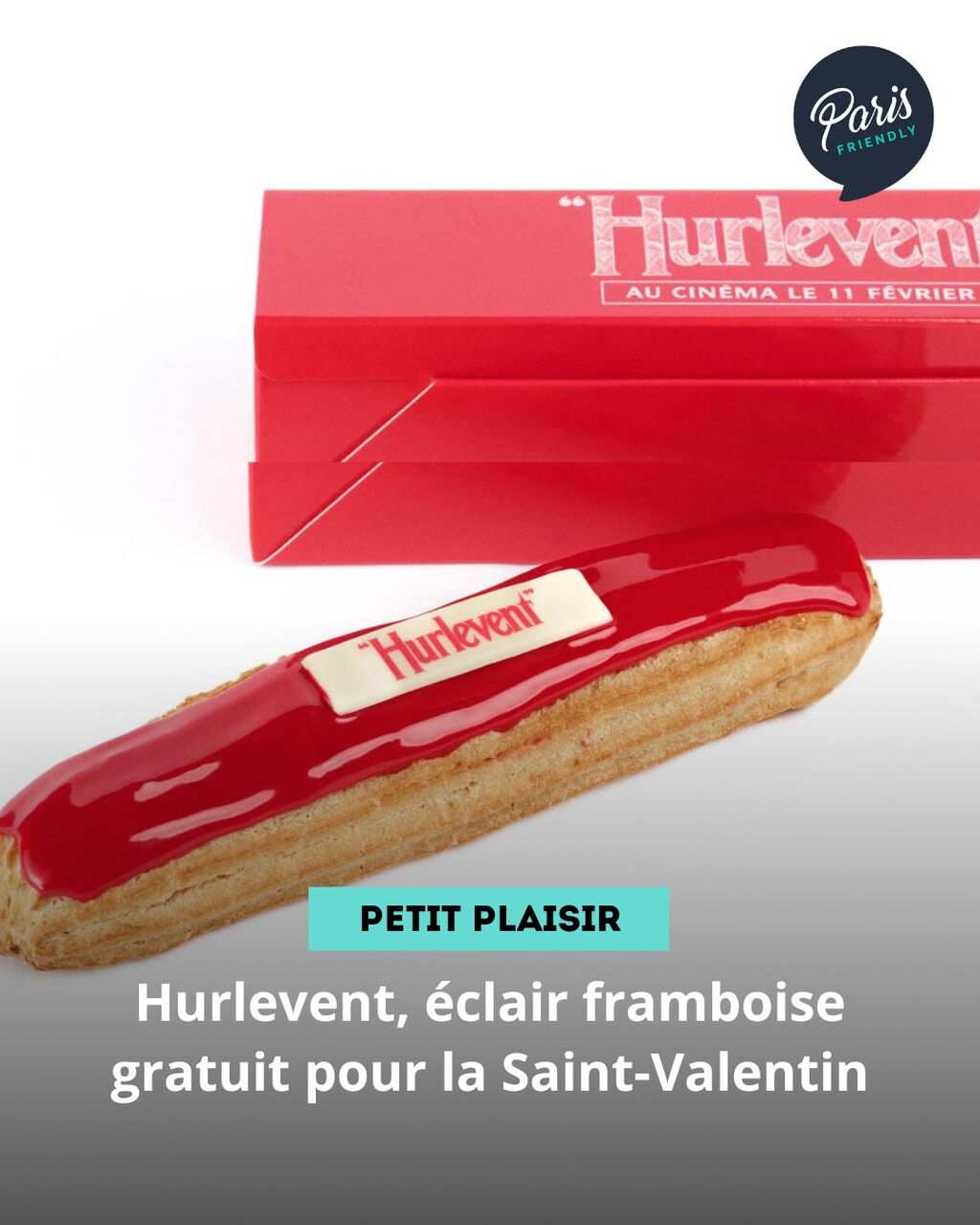 Un &eacute;clair &agrave; la framboise offert &agrave; Paris pour la Saint-Valentin