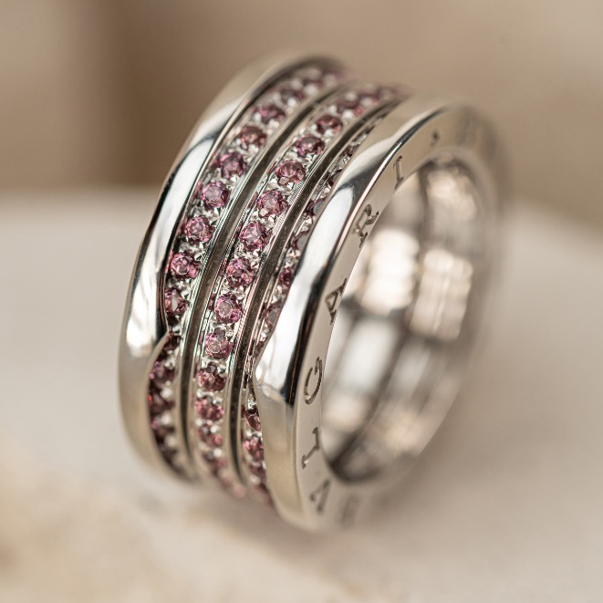 Bulgari (Bulgaria) B. zero1 Ring in White Gold with Pink Rhodolites