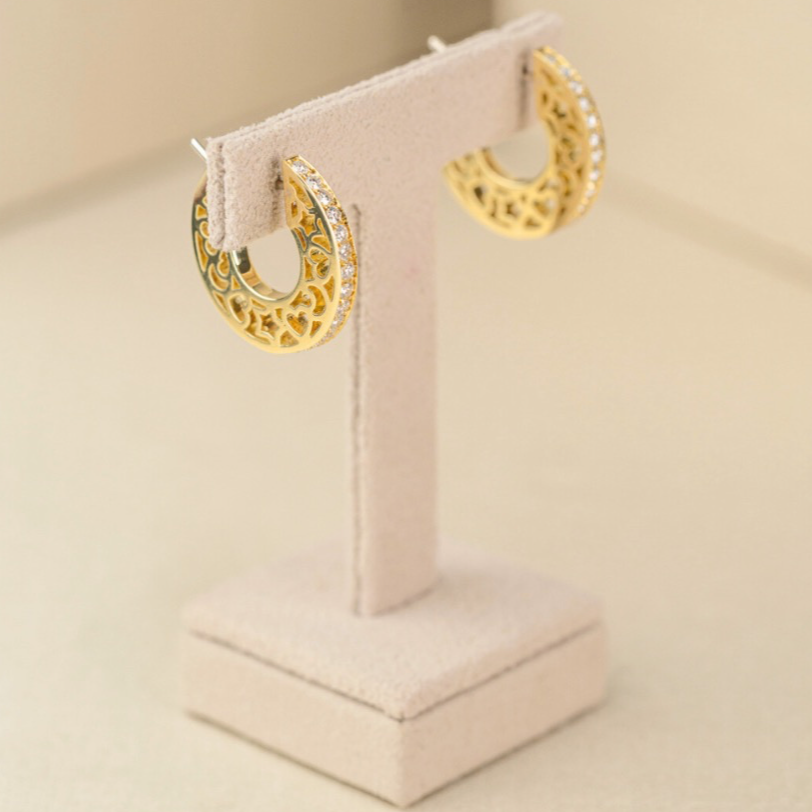 Gold Hoop Earrings with Diamonds