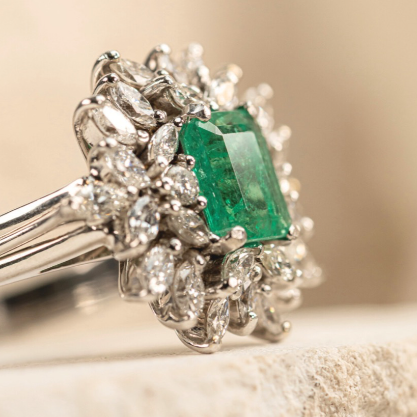 Emerald and Diamonds Gold Ring