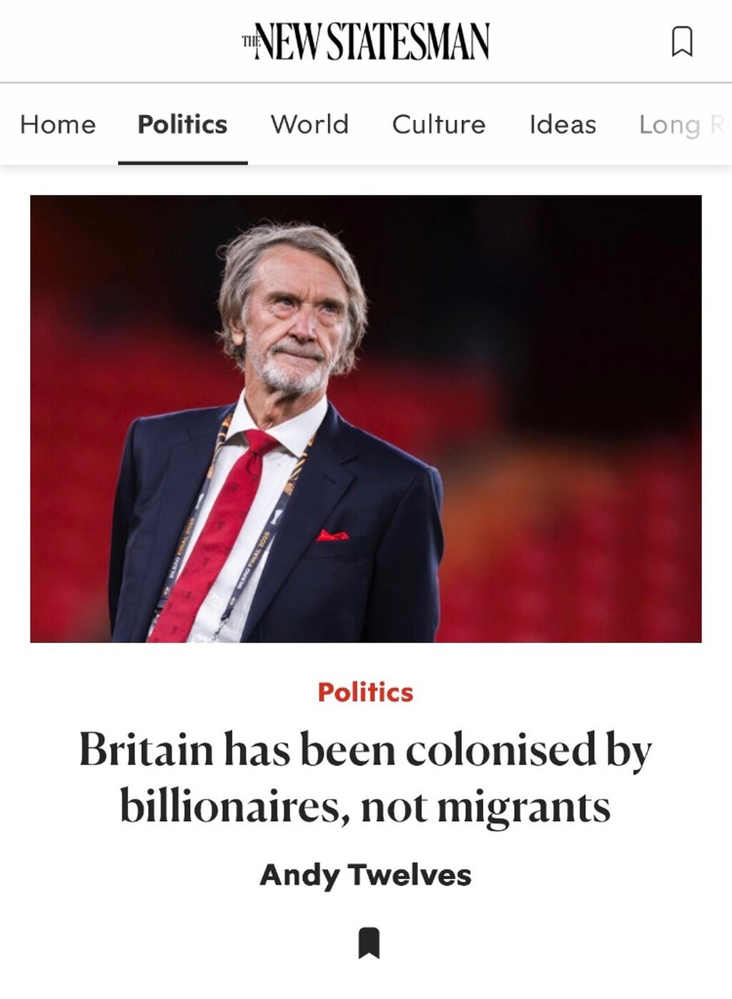Britain has been colonised by billionaires, not migrants - The New statesman