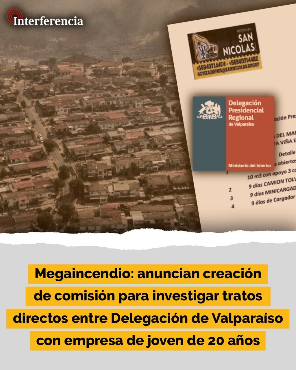 Megaincendio: anuncian creaci&oacute;n de comisi&oacute;n para investigar tratos directos entre Delegaci&oacute;n de Valpara&iacute;so con empresa de joven de 20 a&ntilde;os