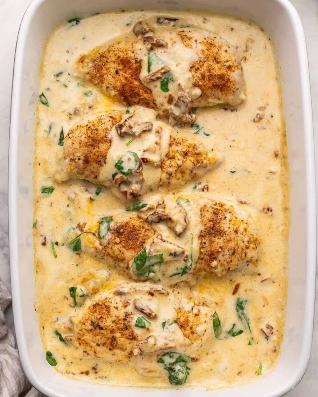 Creamy Baked Tuscan Chicken