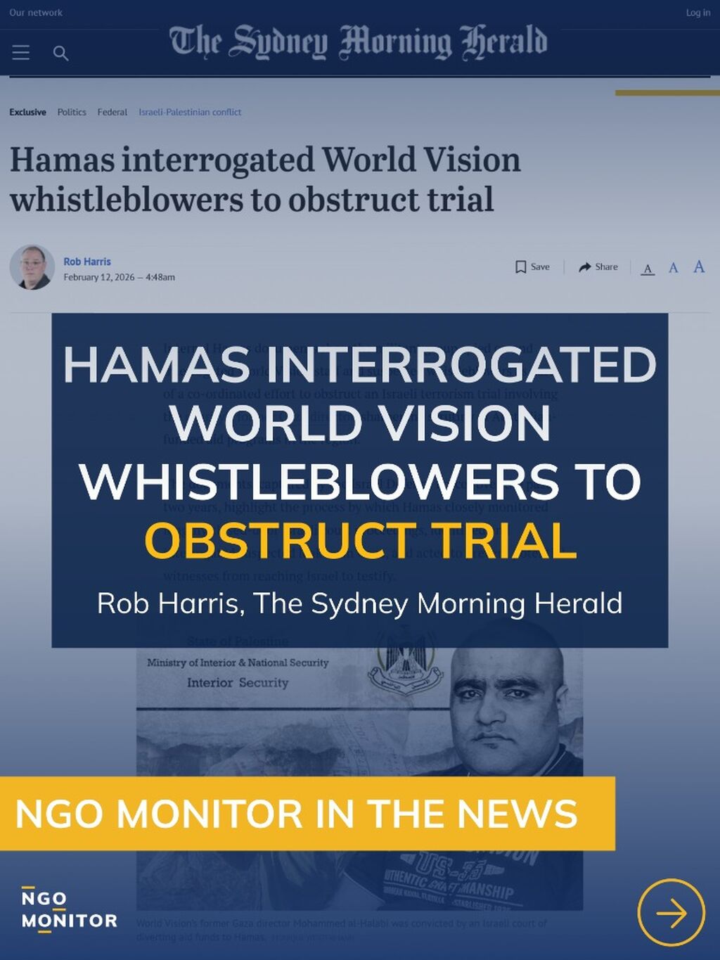 Hamas interrogated World Vision whistleblowers to obstruct trial