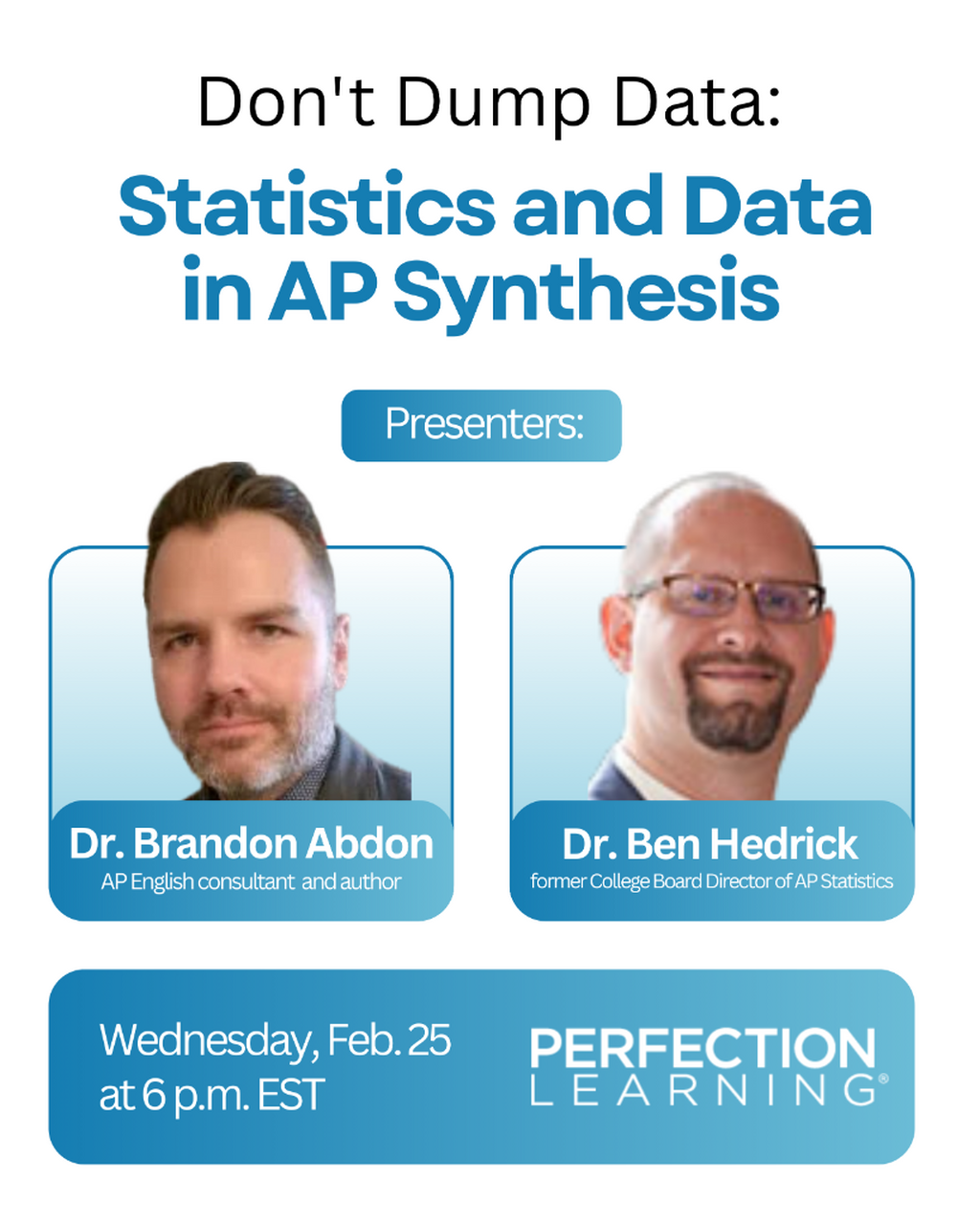 Don't Dump Data: Statistics and Data in AP Synthesis - Register