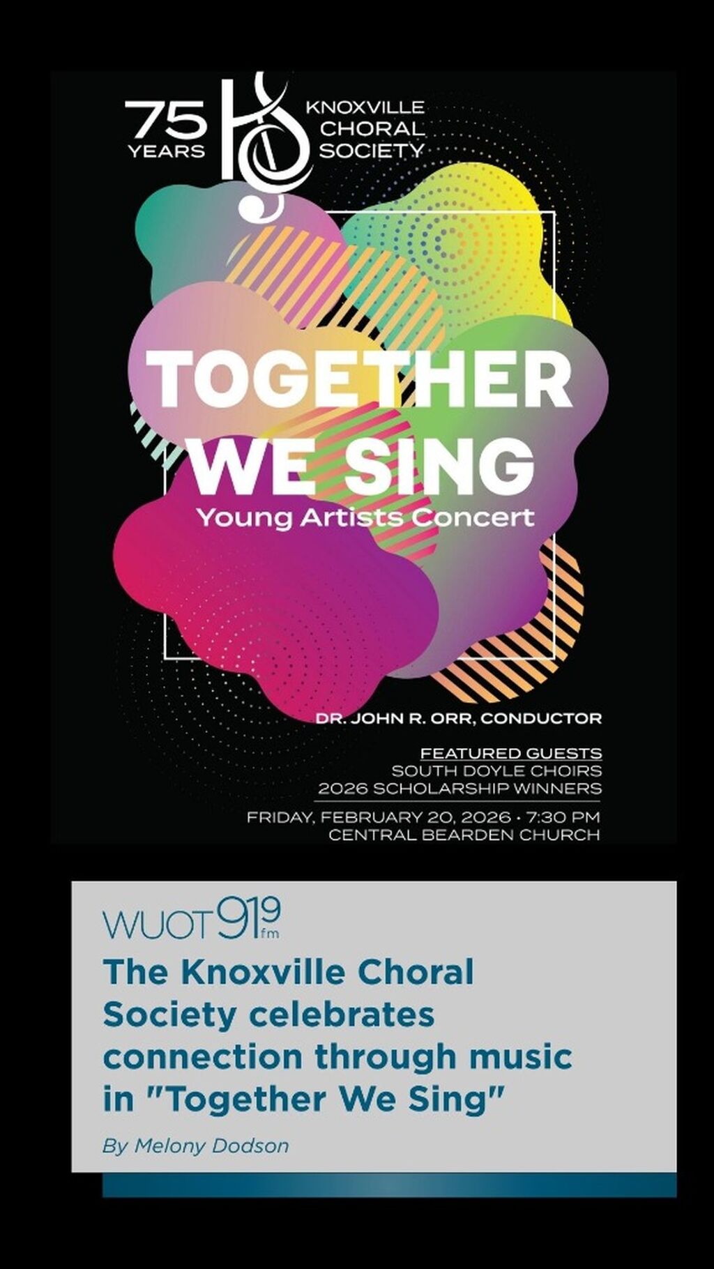 The Knoxville Choral Society celebrates connection through music in "Together We Sing"
