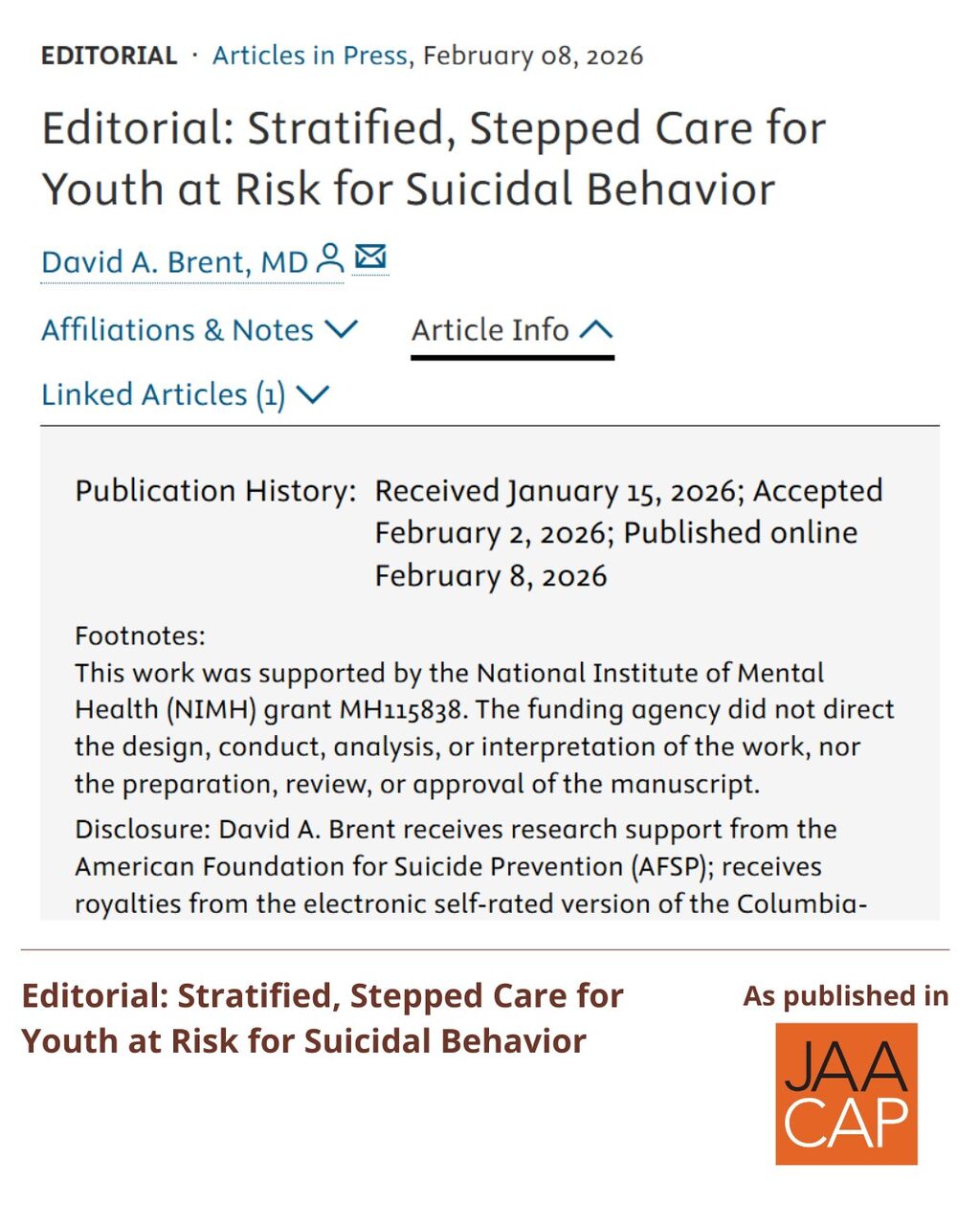 JAACAP AIP Editorial: Stratified, Stepped Care for Youth at Risk for Suicidal Behavior