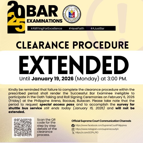  #Bar2025 Clearance Procedure 