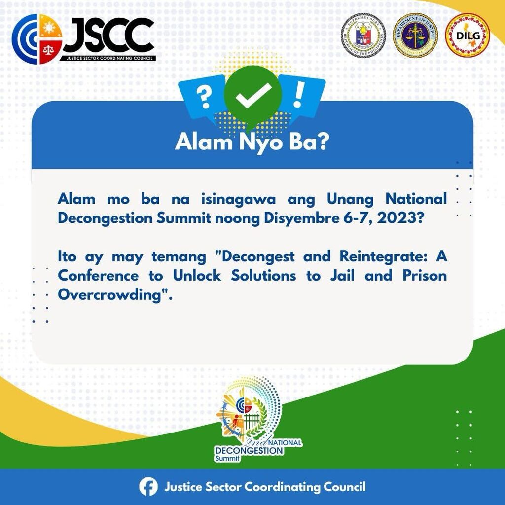 APAT NA ARAW NA LANG bago ang 𝟮𝗻𝗱 𝗡𝗮𝘁𝗶𝗼𝗻𝗮𝗹 𝗗𝗲𝗰𝗼𝗻𝗴𝗲𝘀𝘁𝗶𝗼𝗻 𝗦𝘂𝗺𝗺𝗶𝘁 ng Justice Sector Coordinating Council