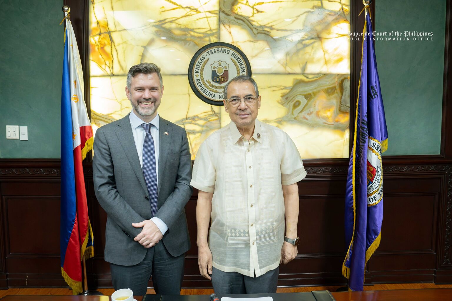 Courtesy Call Between Chief Justice Alexander G. Gesmundo, Associate Justice Maria Filomena D. Singh and Deputy Head of Mission of Australia Mr. Nicholas Kay