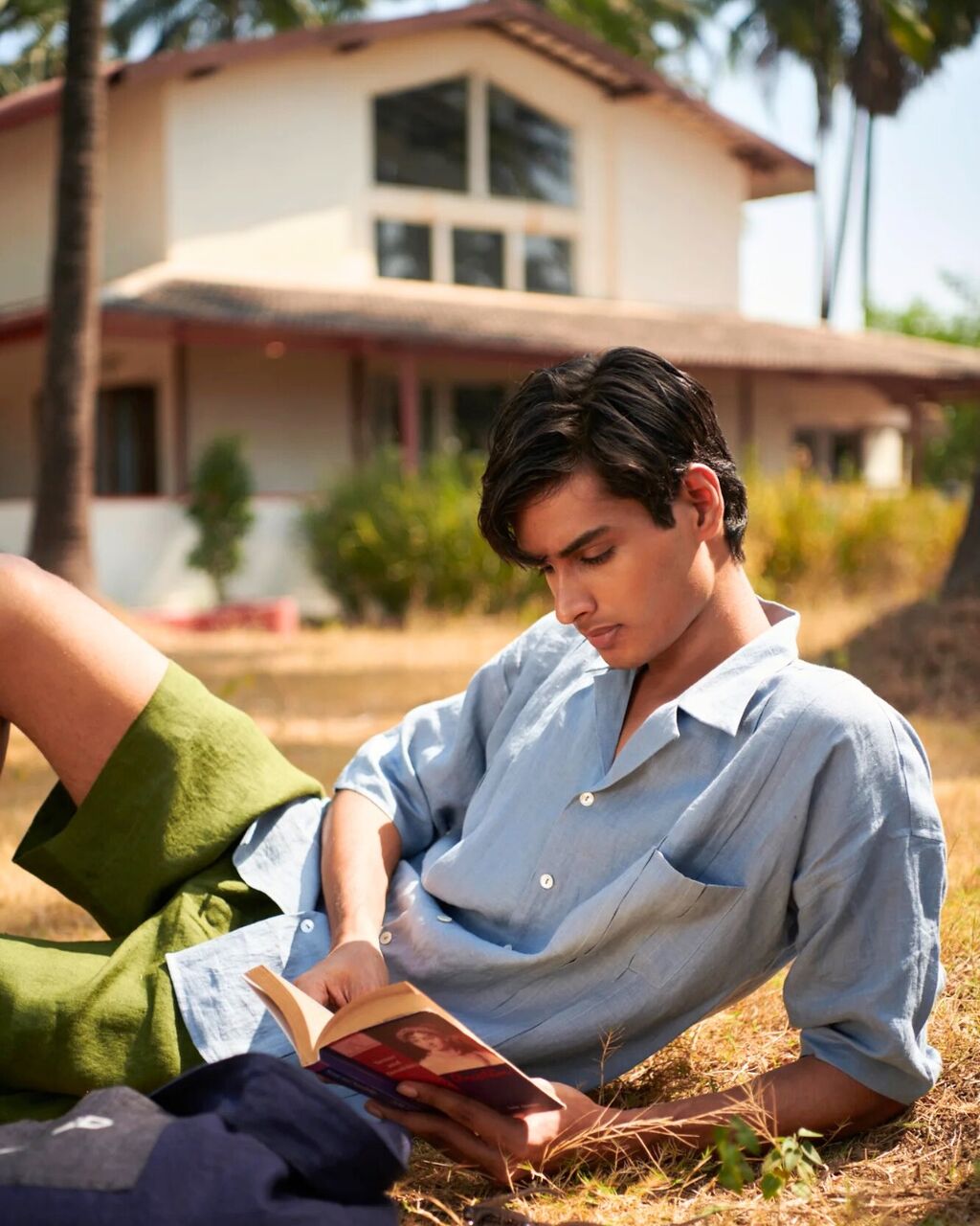 Pleated Camp Collar Shirt