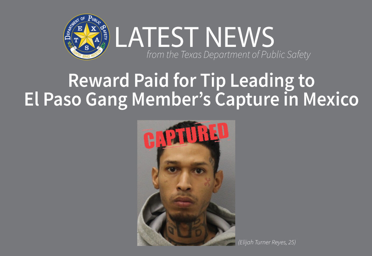 Reward Tip Paid for Captured Fugitive in Mexico