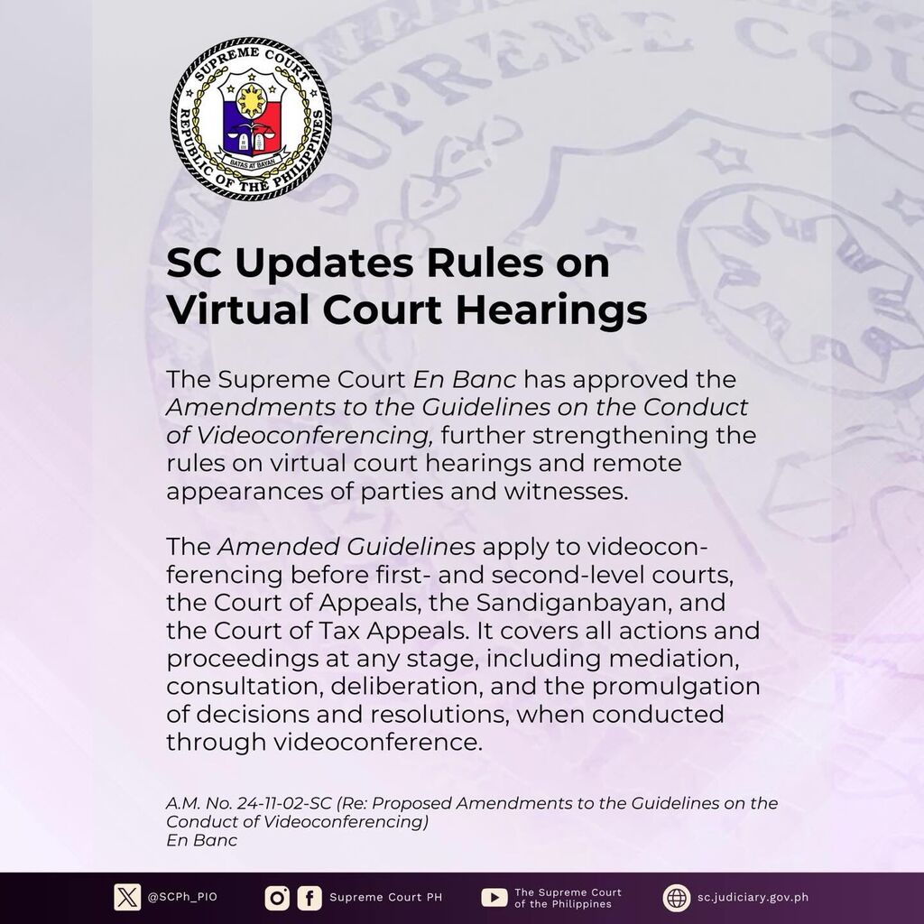 SC Updates Rules on Virtual Court Hearings