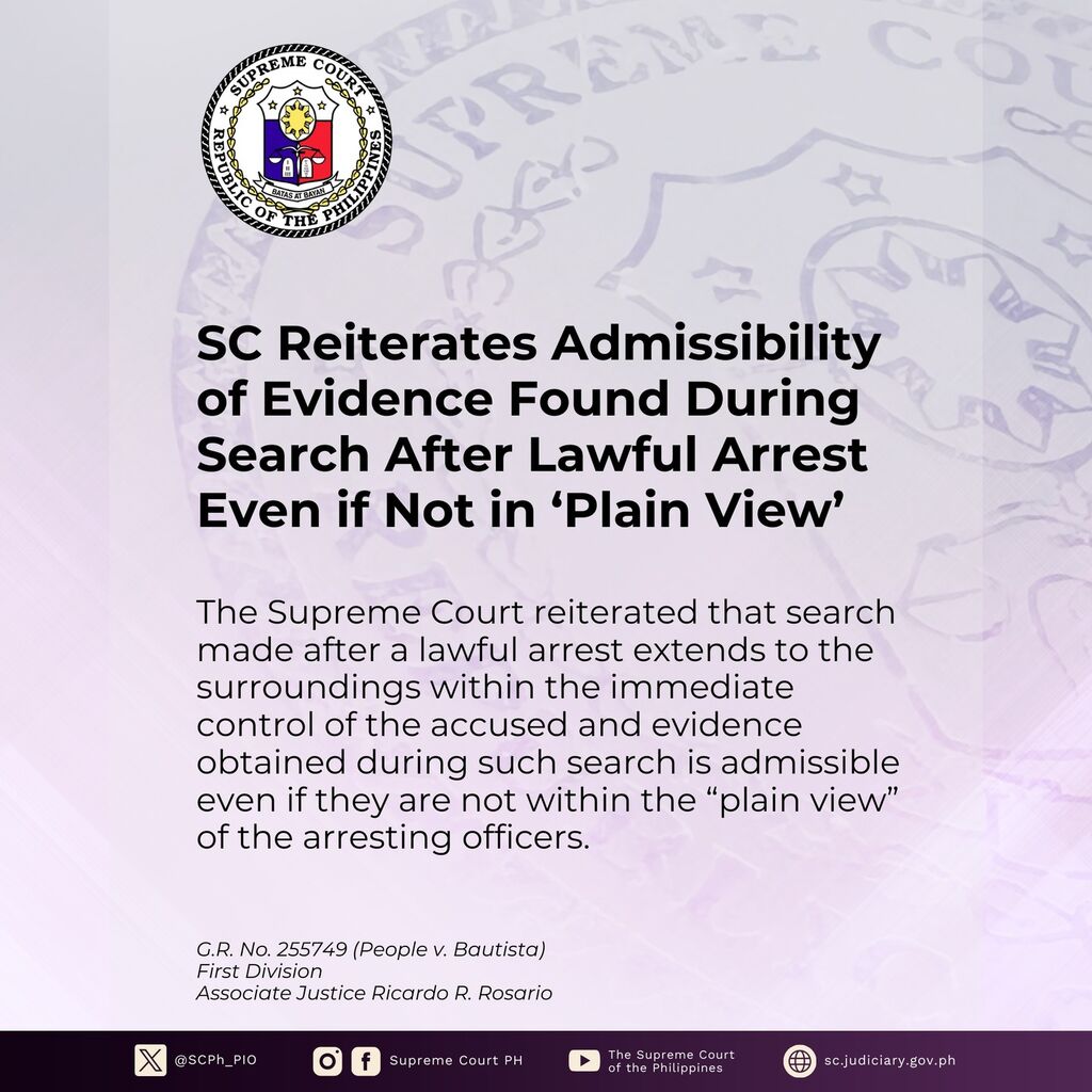 SC: Items Seized in Valid Warrantless Search Admissible Even if Not in Plain View