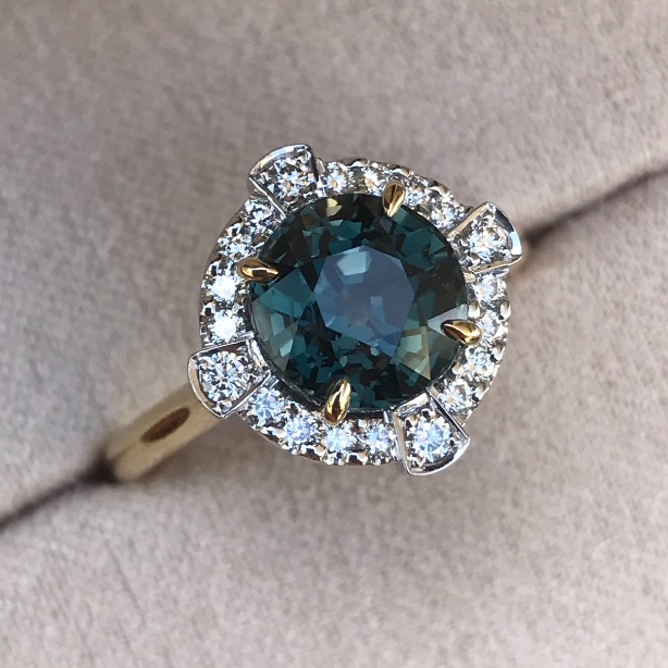 Colour Change Sapphire Cluster Ring
