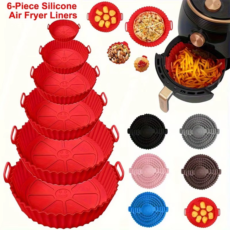 6 Piece Air fryer Silicone Mats6 قطع من حصائر السيليكون للقلاية الهوائية