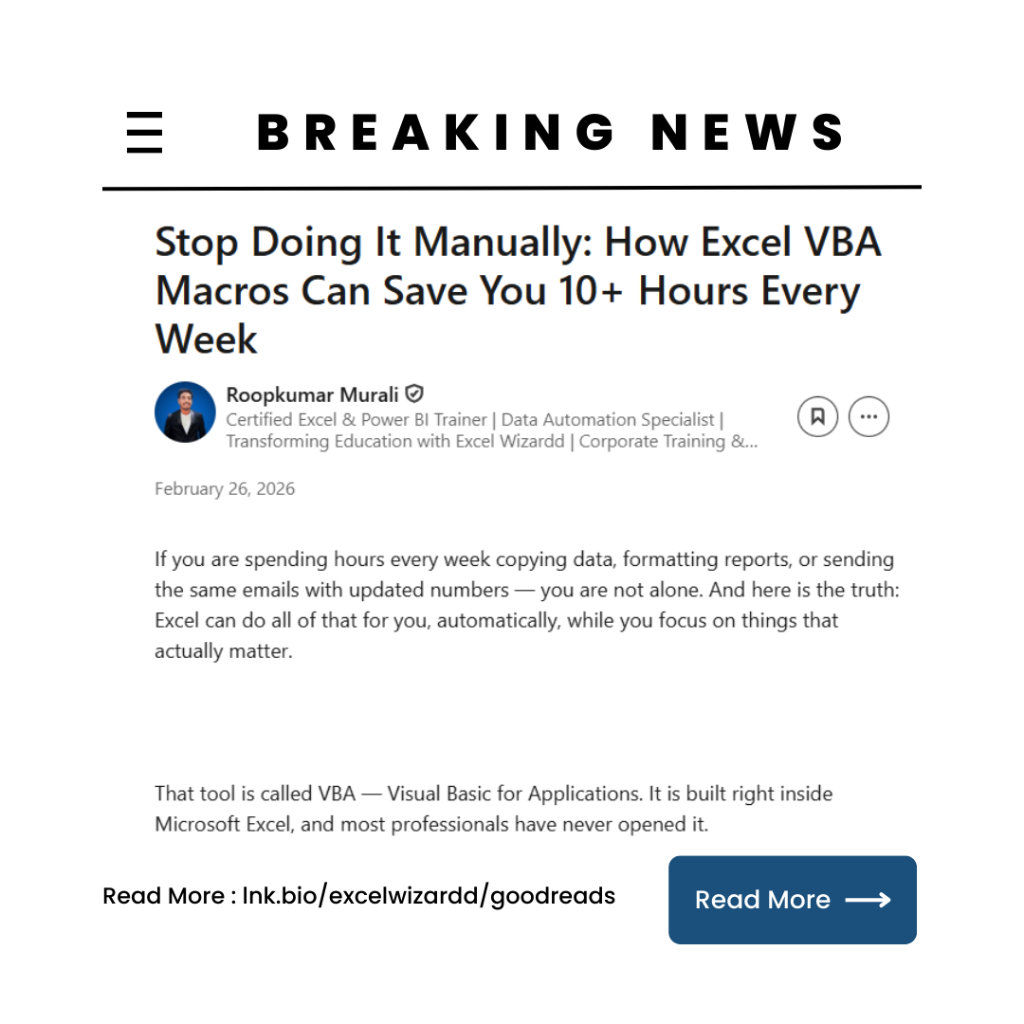 📝 Stop Doing It Manually: How Excel VBA Macros Can Save You 10+ Hours Every Week 