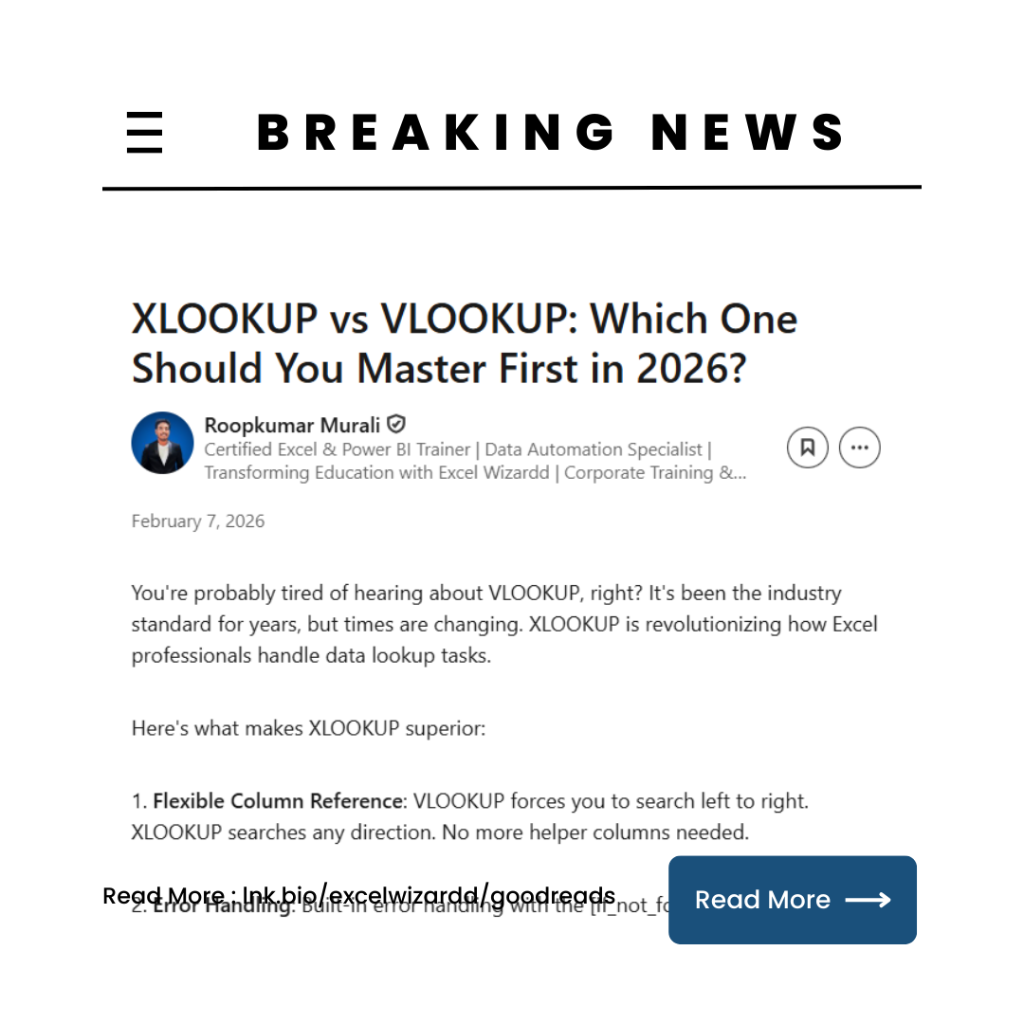 🔍 XLOOKUP vs VLOOKUP: Which One Should You Master First in 2026? 