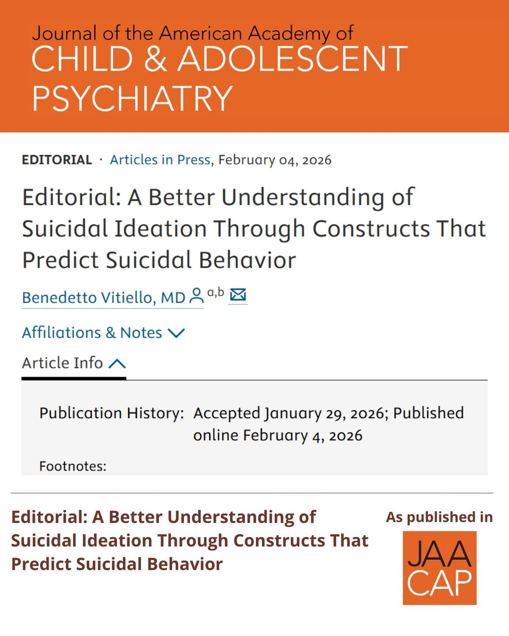 JAACAP AIP Editorial: A Better Understanding of Suicidal Ideation Through Constructs That Predict Suicidal Behavior