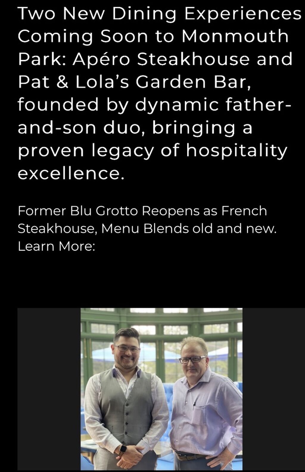 Two New Dining Experiences Coming Soon to Monmouth Park