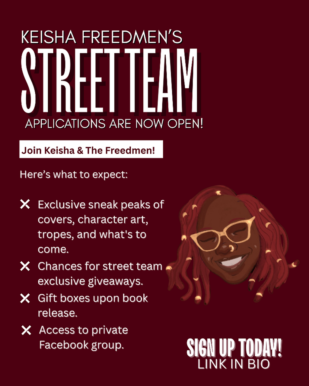 Join Keisha Freedmen&rsquo;s Street Team
