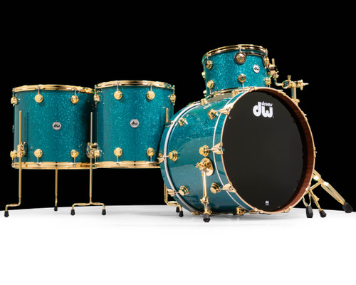 DW Collector's 4pc Shell Pack Maple/Mahogany - Teal Glass with Gold